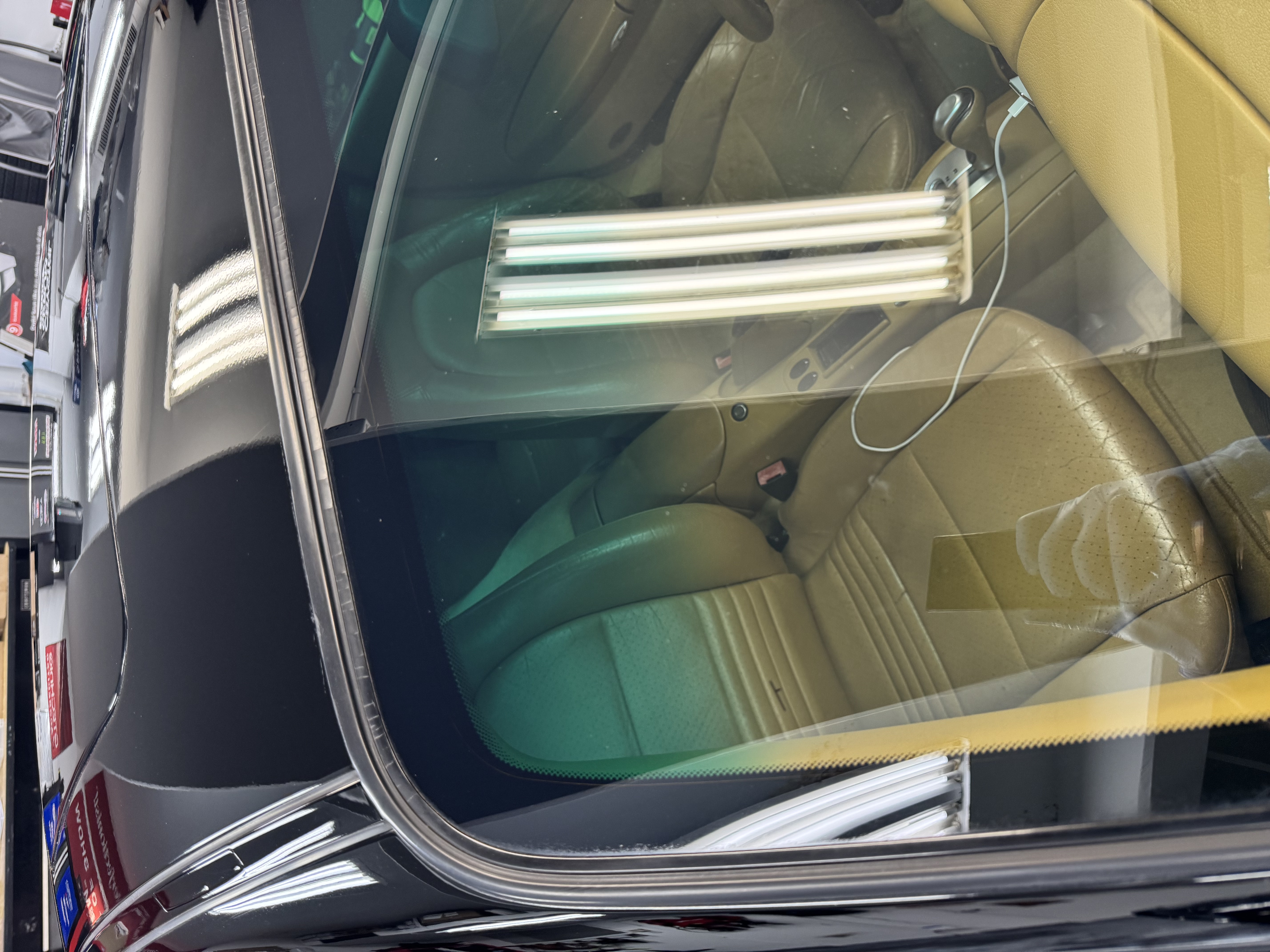 Porsche 911 windshield after — optically clear glass