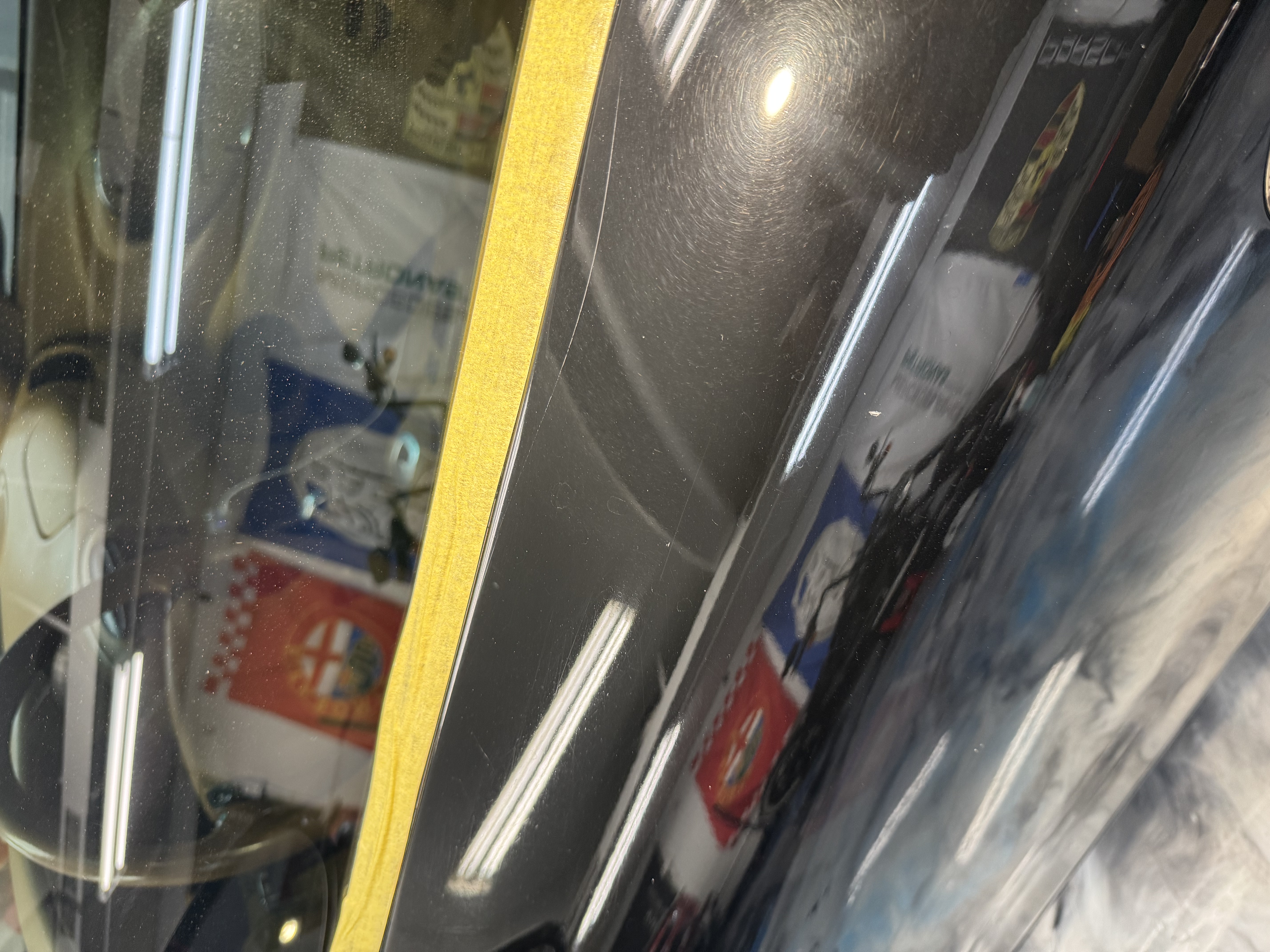 Porsche 911 second panel before correction — surface defects visible