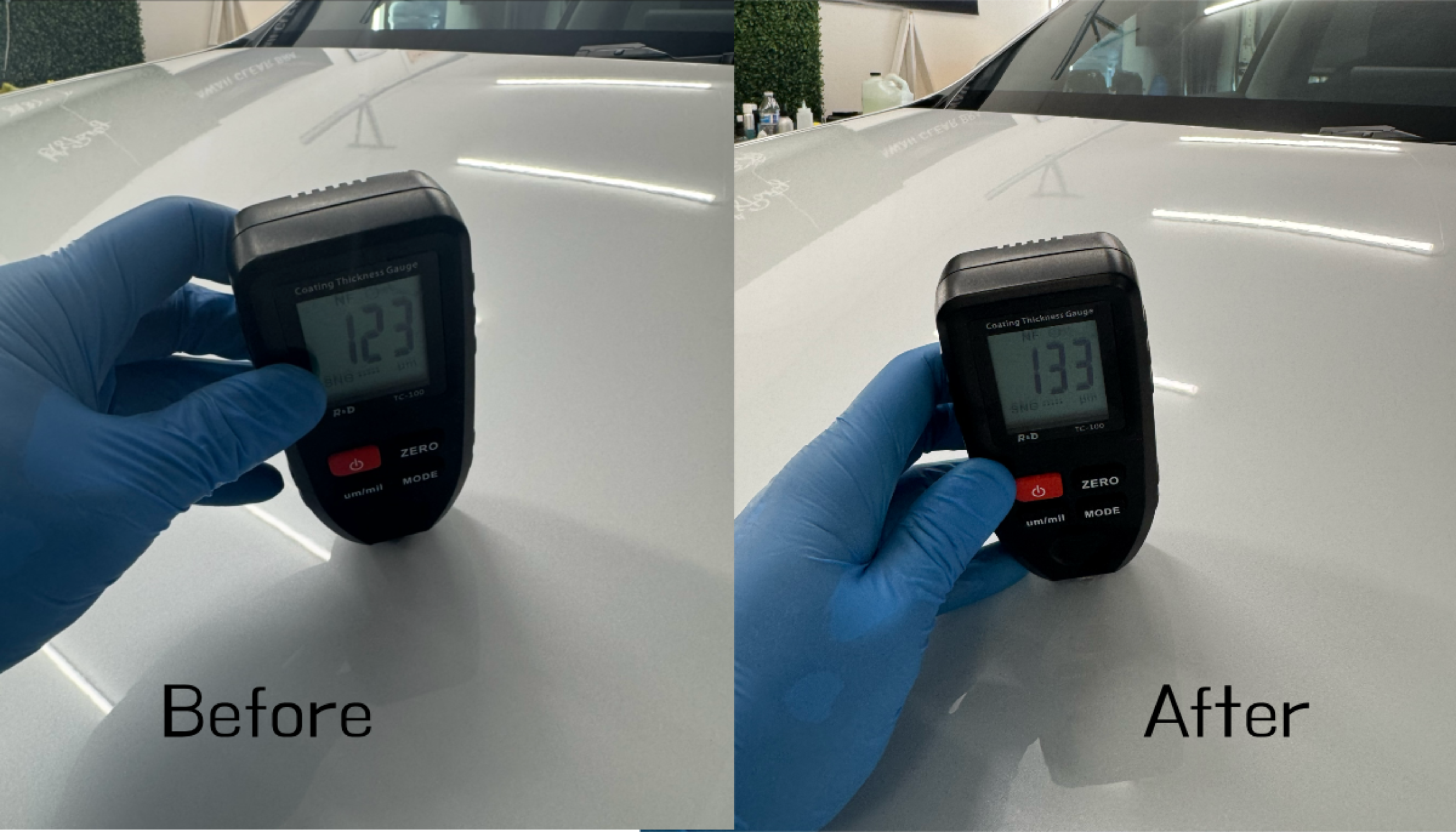 Before and after paint correction and ceramic coating