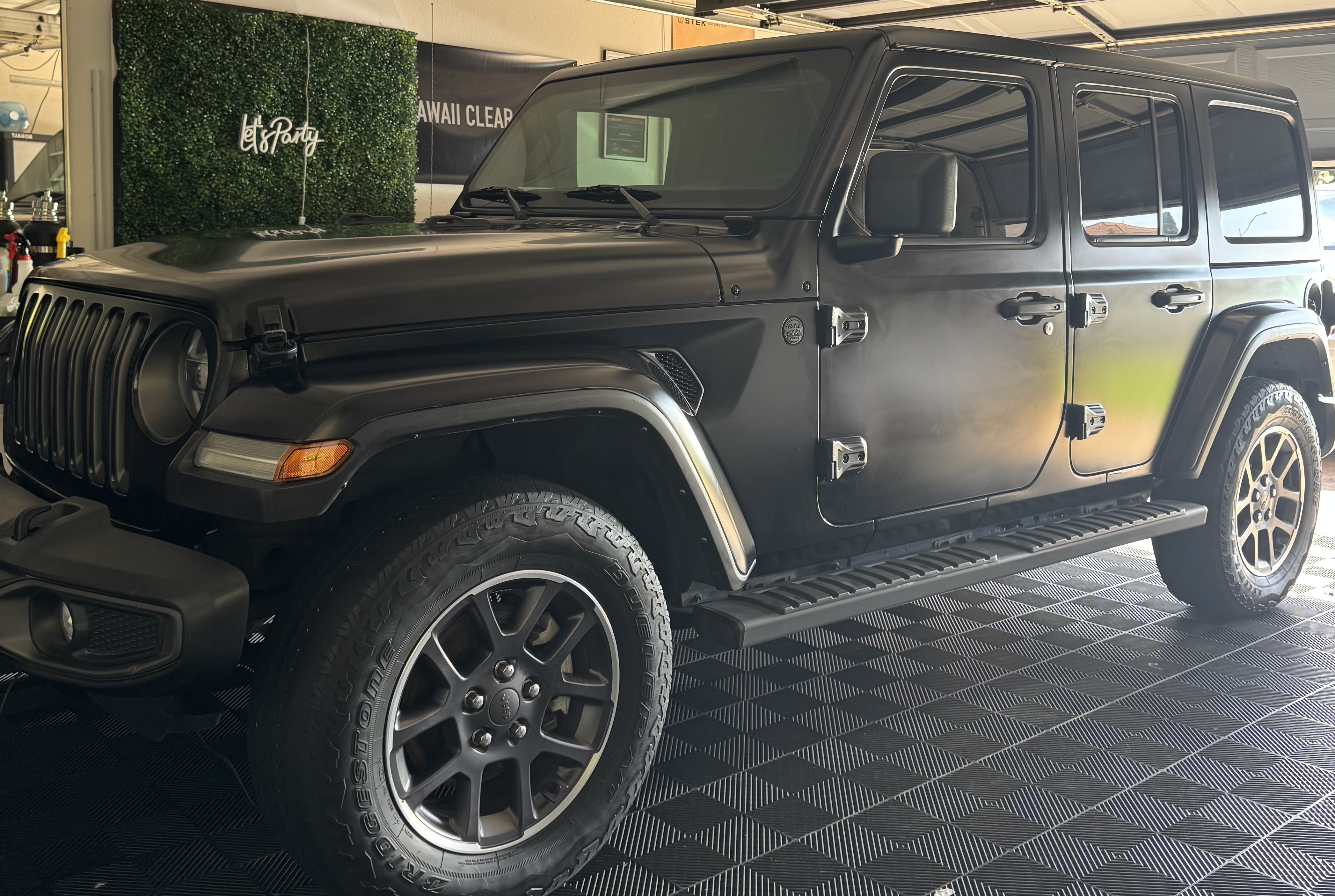 Matte paint protection film installation on Jeep Wrangler, Honolulu